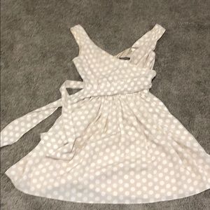 Express Tan and white polka dot dress